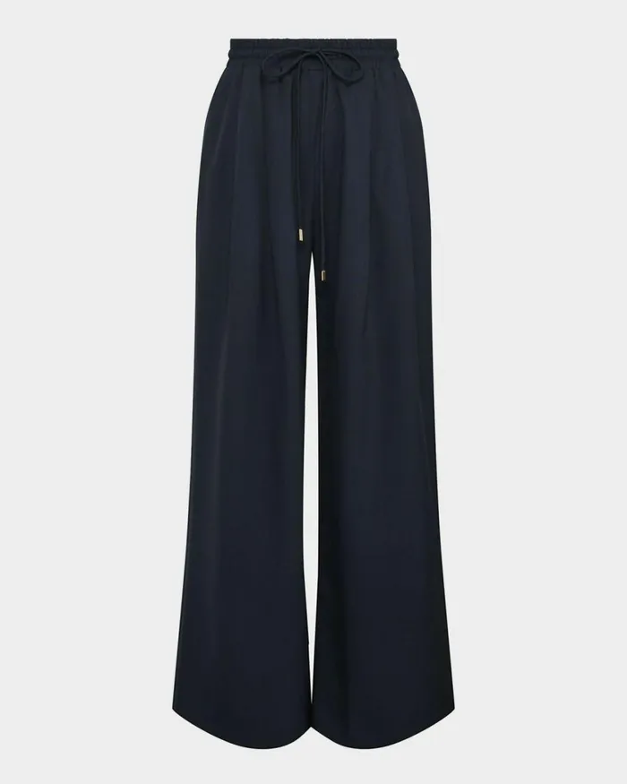 Forcast Abel Elastic Waist Relax Pants Sandnavy Women HighWaisted Pants