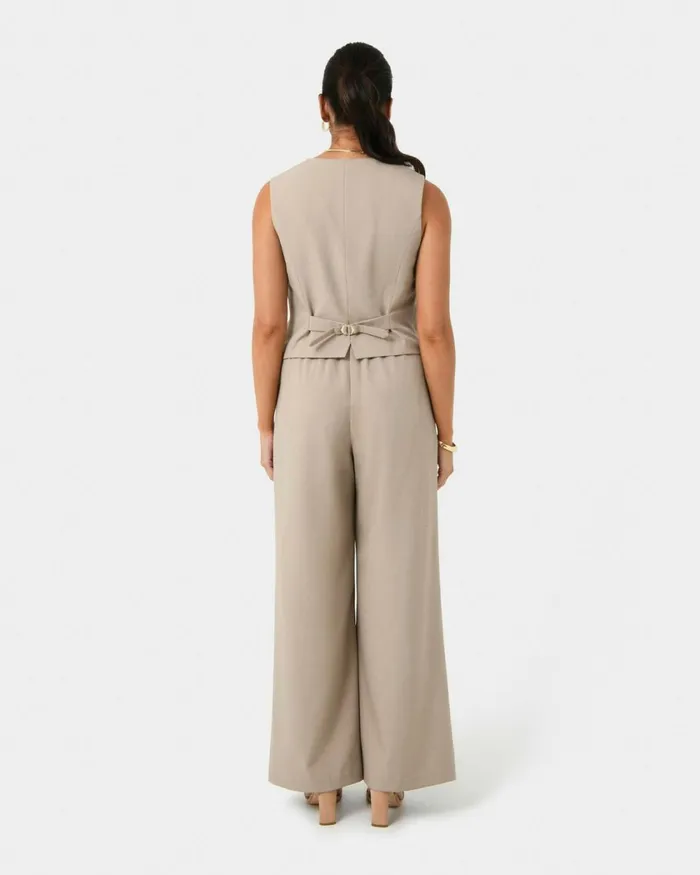 Forcast Abel Elastic Waist Relax Pants Sandnavy Women HighWaisted Pants