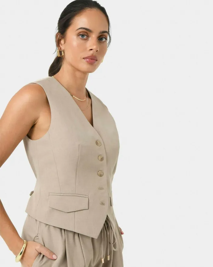 Forcast Abel Tailored Vest Sandnavy Women TShirts and Tops