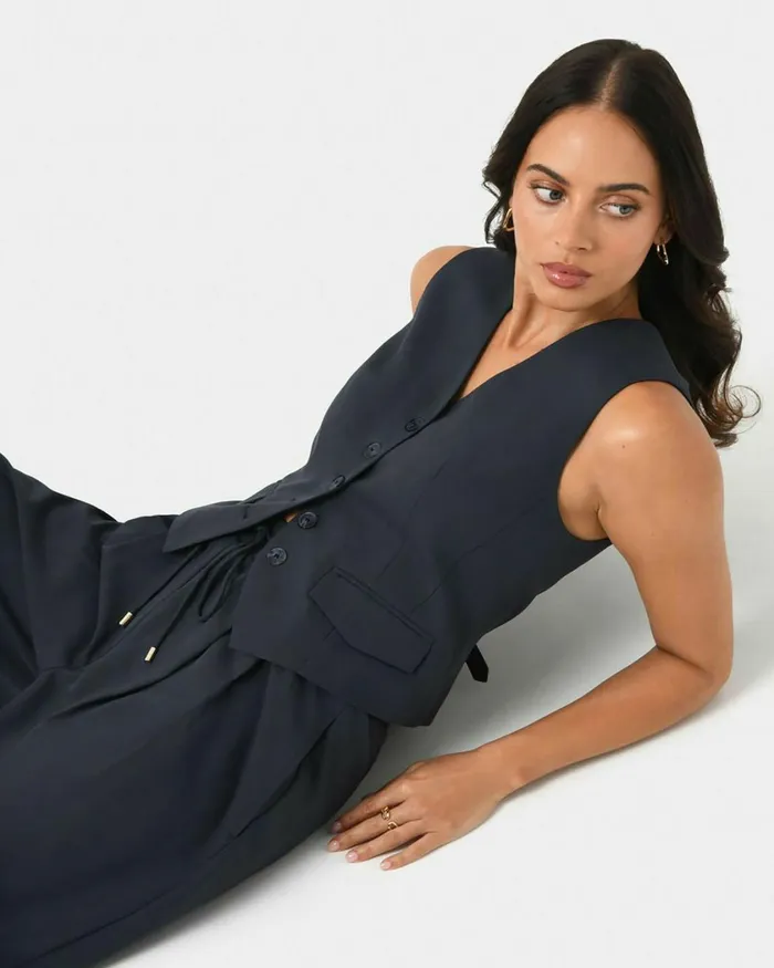 Forcast Abel Tailored Vest Sandnavy Women TShirts and Tops