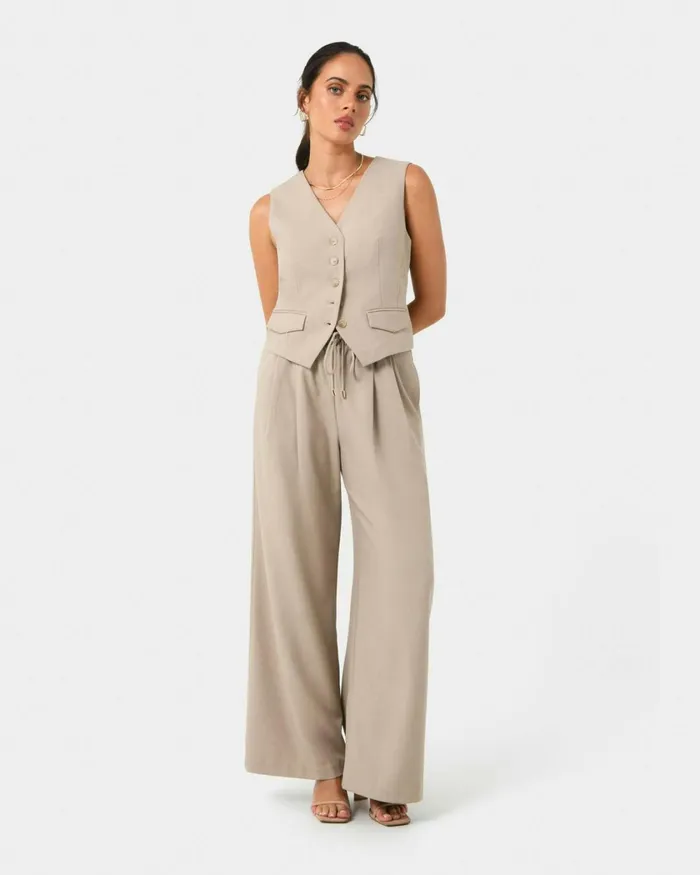 Forcast Abel Tailored Vest Sandnavy Women TShirts and Tops