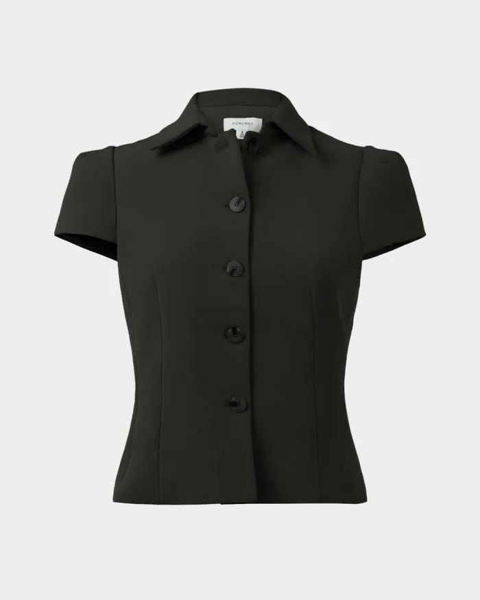 Forcast Ace Button Down Jacket Tanblack Women TShirts and Tops