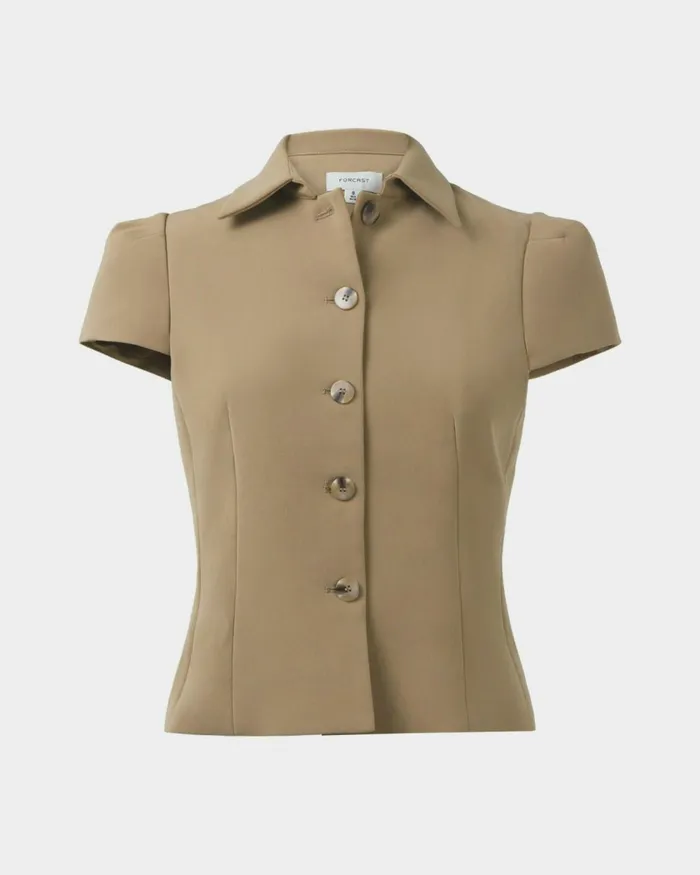 Forcast Ace Button Down Jacket Tanblack Women TShirts and Tops