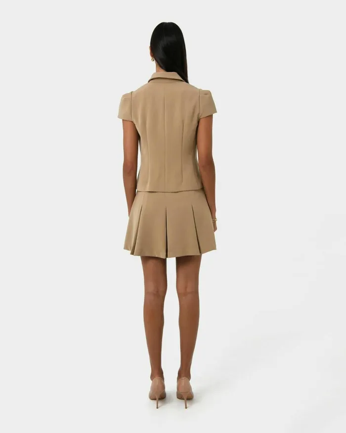 Forcast Ace Pleated Skirt Tanblack Women Mini Skirts