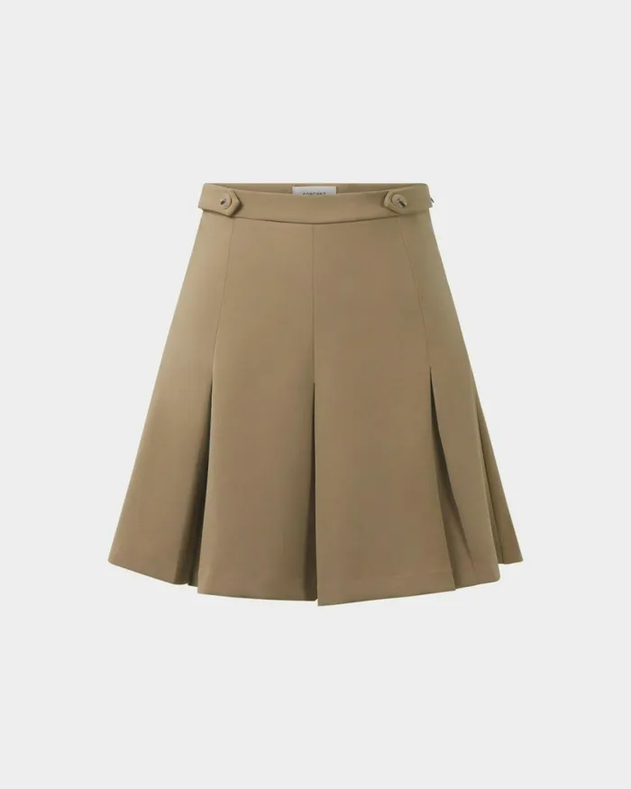 Forcast Ace Pleated Skirt Tanblack Women Mini Skirts