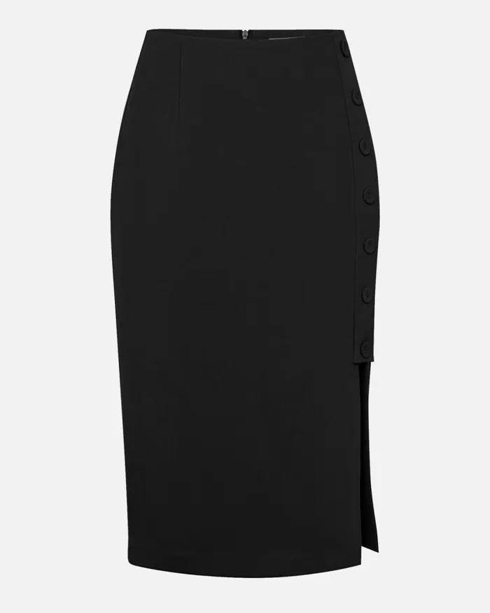 Forcast Ace Side Button Skirt Blacktaupe Women Midi and Maxi Skirts