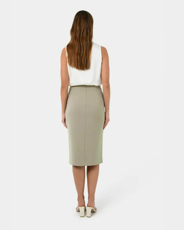 Forcast Ace Side Button Skirt Blacktaupe Women Midi and Maxi Skirts
