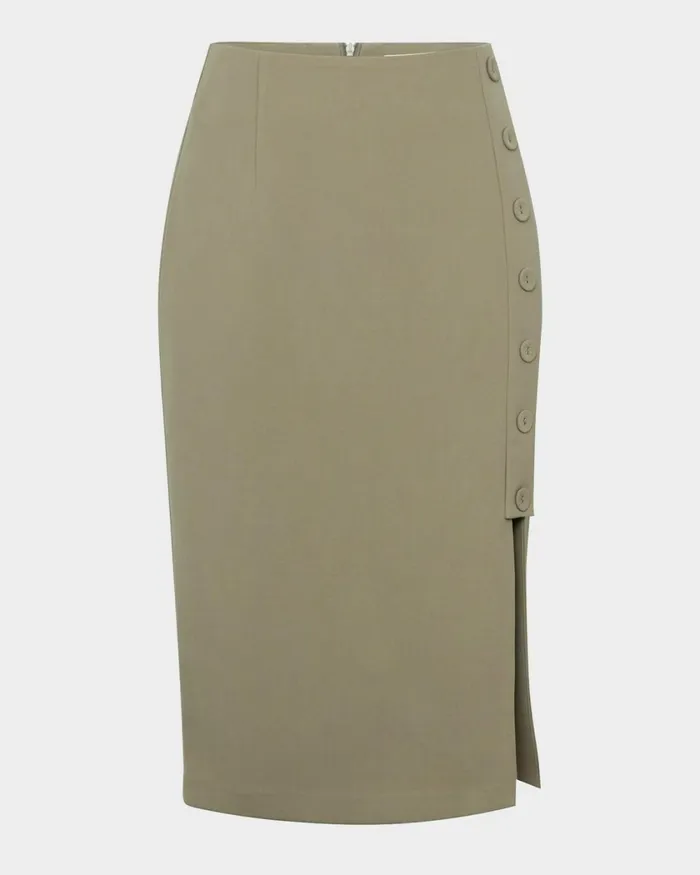 Forcast Ace Side Button Skirt Blacktaupe Women Midi and Maxi Skirts