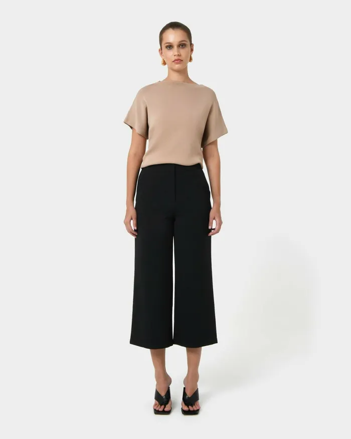 Forcast Ace Wide Leg Culotte Tanblack Women Cropped Pants