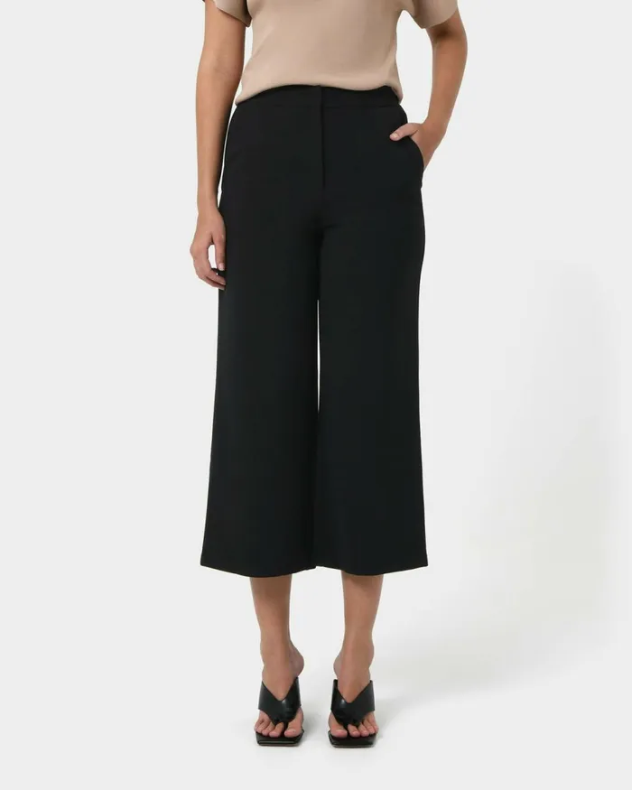 Forcast Ace Wide Leg Culotte Tanblack Women Cropped Pants