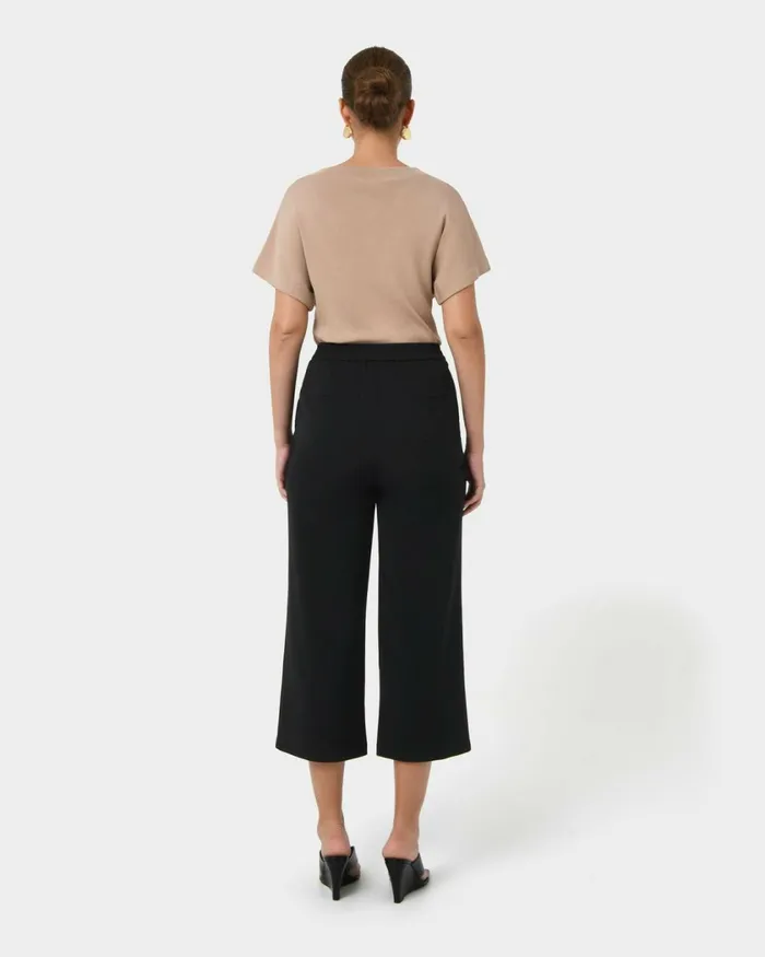 Forcast Ace Wide Leg Culotte Tanblack Women Cropped Pants