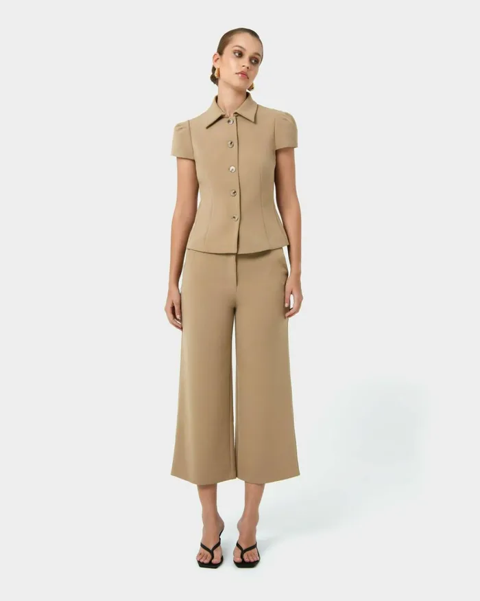 Forcast Ace Wide Leg Culotte Tanblack Women Cropped Pants