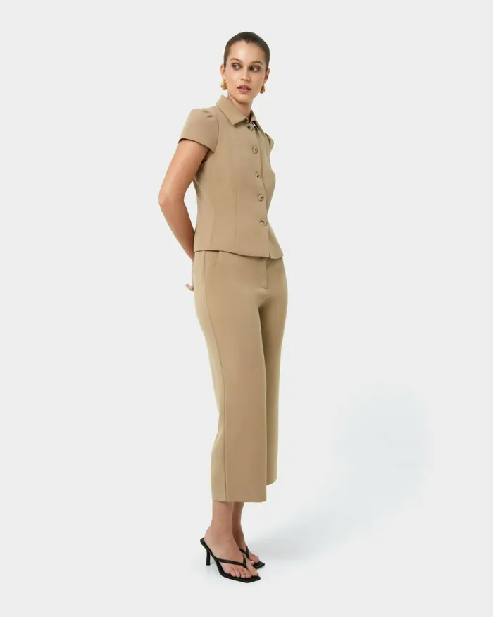 Forcast Ace Wide Leg Culotte Tanblack Women Cropped Pants