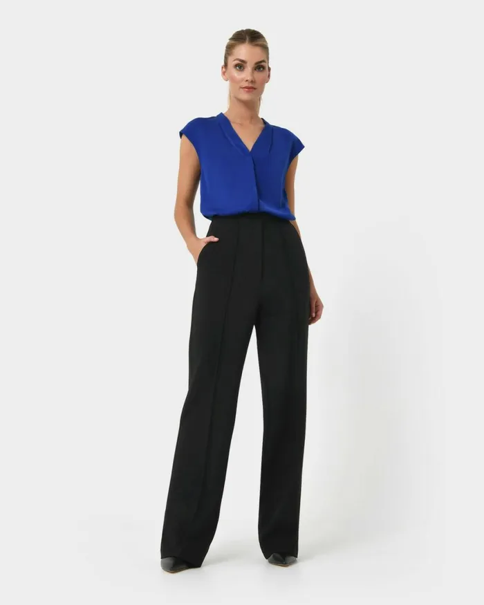 Forcast Adelaide Vneck Cap Sleeve Top Deep Blue Women TShirts and Tops