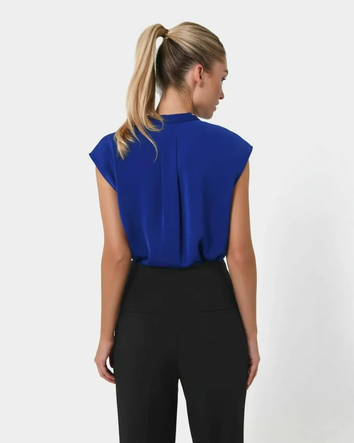 Forcast Adelaide Vneck Cap Sleeve Top Deep Blue Women TShirts and Tops