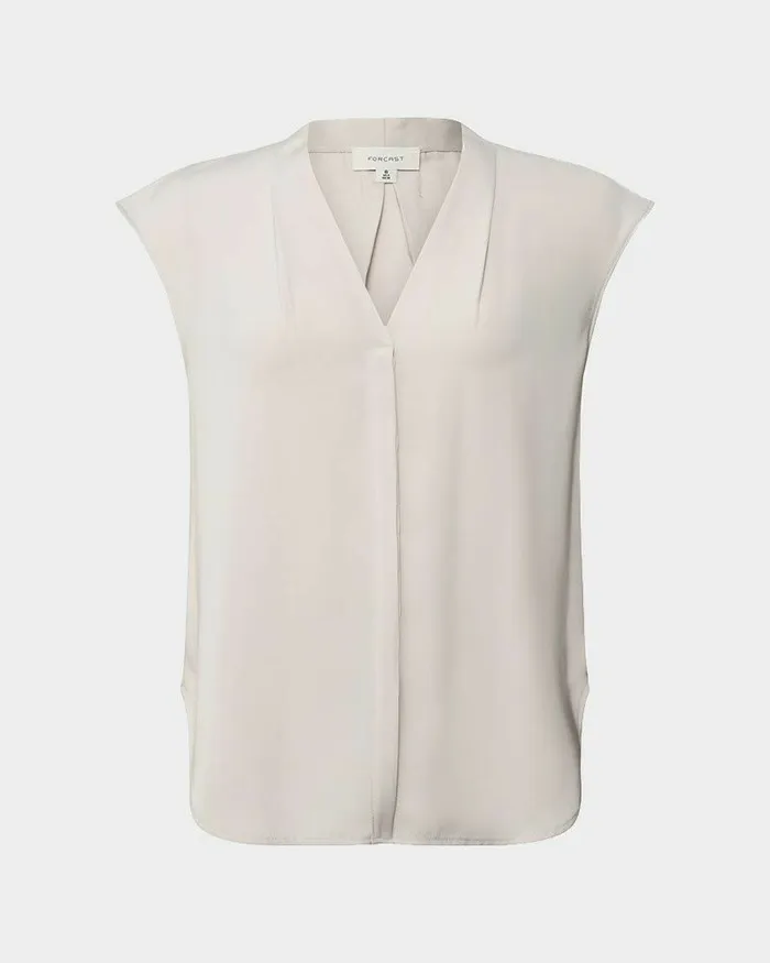 Forcast Adelaide Vneck Cap Sleeve Top Light Coralsand Beigeecruivoryblack Women TShirts and Tops