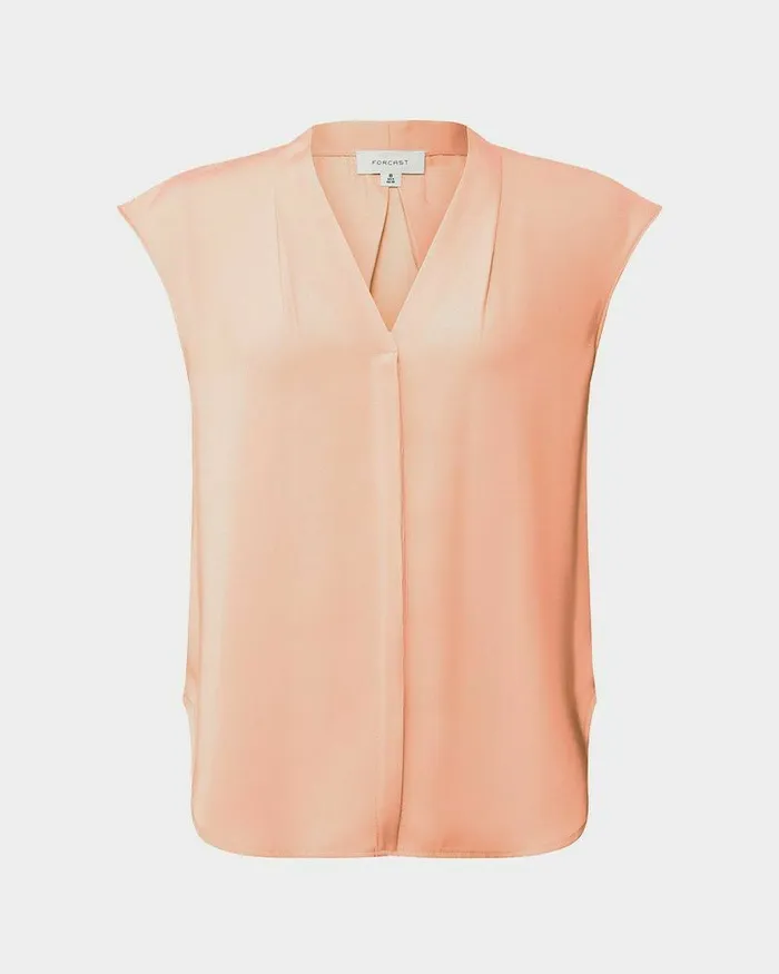 Forcast Adelaide Vneck Cap Sleeve Top Light Coralsand Beigeecruivoryblack Women TShirts and Tops