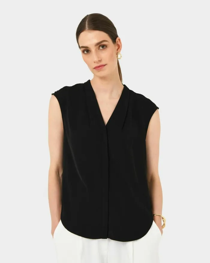 Forcast Adelaide Vneck Cap Sleeve Top Light Coralsand Beigeecruivoryblack Women TShirts and Tops