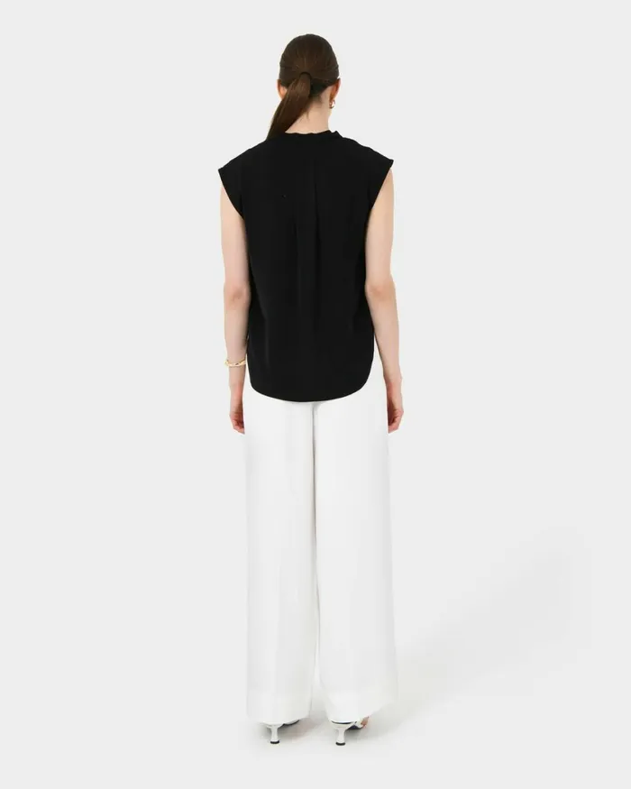 Forcast Adelaide Vneck Cap Sleeve Top Light Coralsand Beigeecruivoryblack Women TShirts and Tops