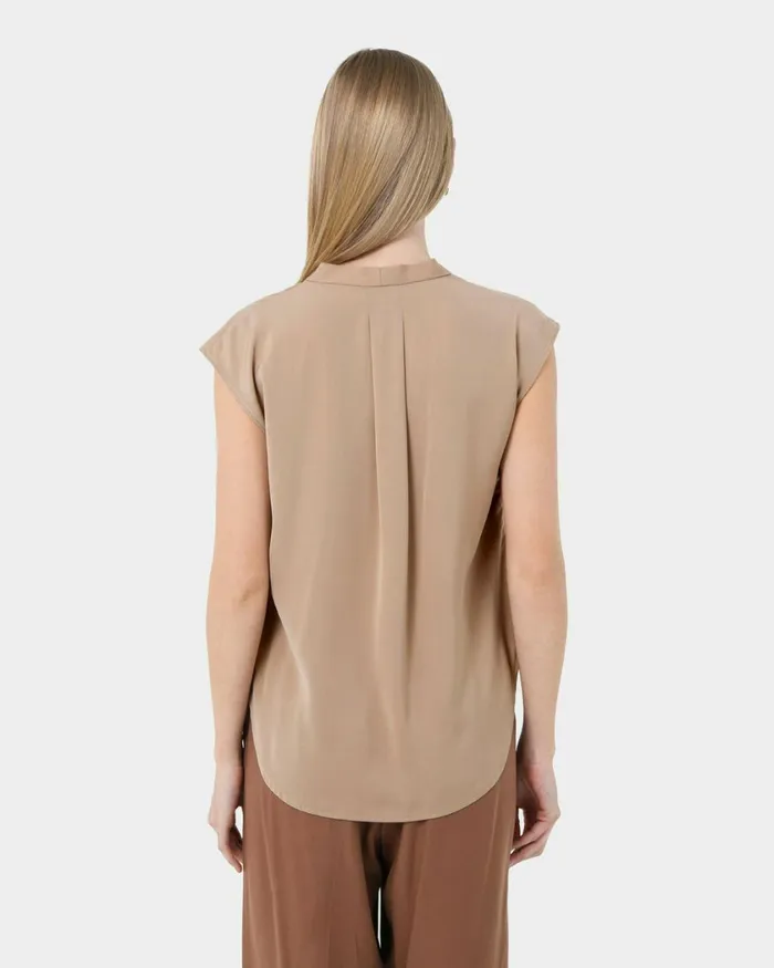 Forcast Adelaide Vneck Cap Sleeve Top Light Coralsand Beigeecruivoryblack Women TShirts and Tops