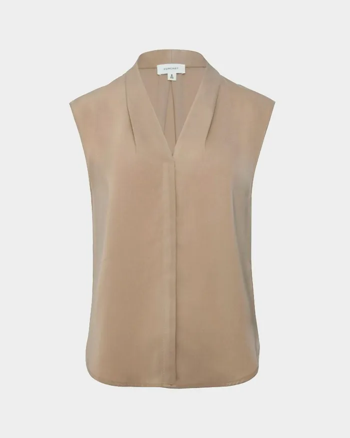 Forcast Adelaide Vneck Cap Sleeve Top Light Coralsand Beigeecruivoryblack Women TShirts and Tops