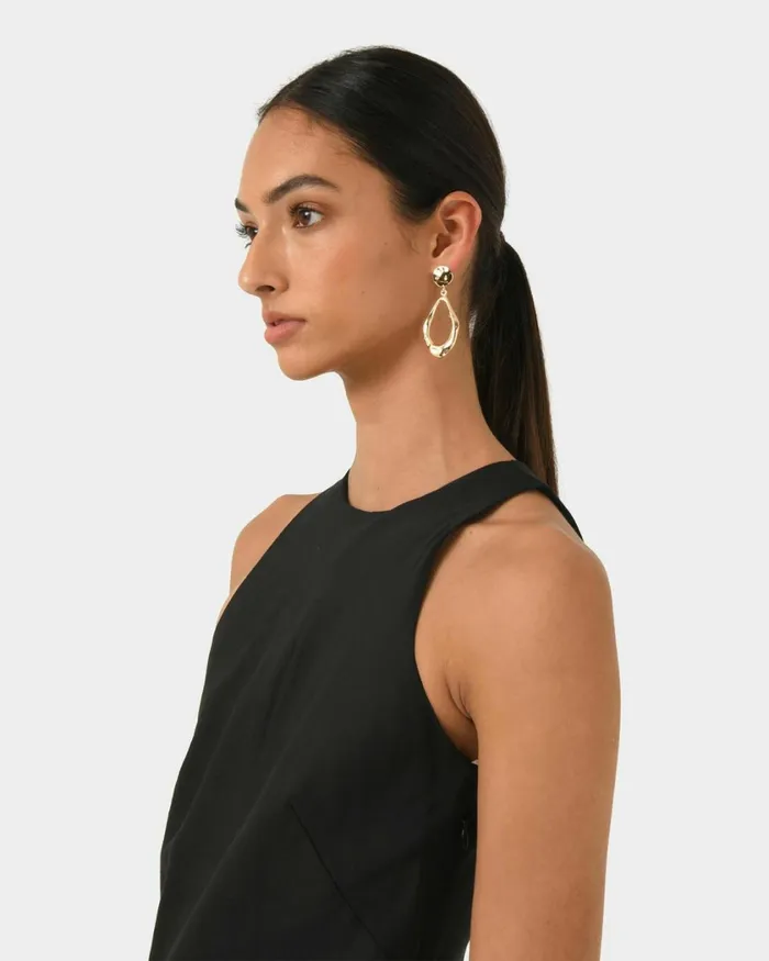 Forcast Aiya Bias Midi Dress Light Ecrublack Women Midi Dresses