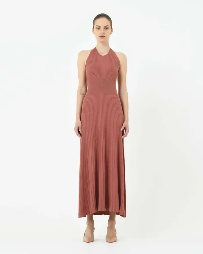 Forcast Akaroa Halter Neck Knit Dress Desert Roseroyal Blue Women Maxi Dresses Forcast Akaroa Halter Neck Knit Dress Desert Roseroyal Blue Women Maxi Dresses