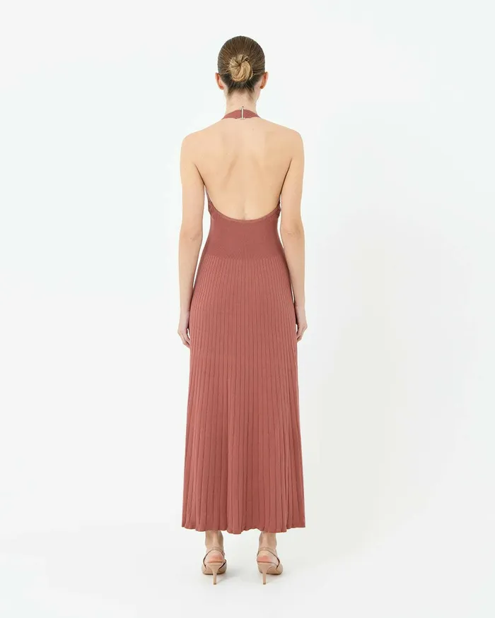 Forcast Akaroa Halter Neck Knit Dress Desert Roseroyal Blue Women Maxi Dresses
