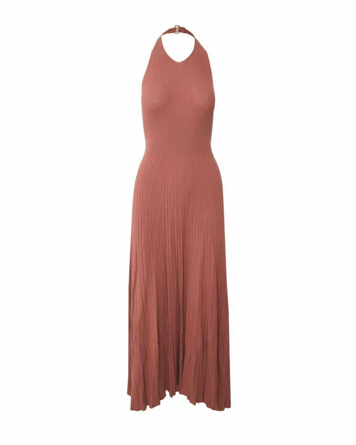 Forcast Akaroa Halter Neck Knit Dress Desert Roseroyal Blue Women Maxi Dresses