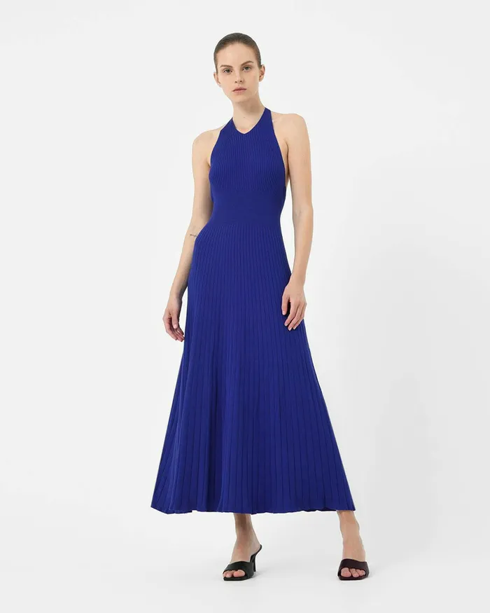 Forcast Akaroa Halter Neck Knit Dress Desert Roseroyal Blue Women Maxi Dresses