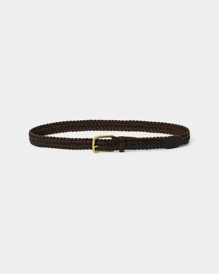 Forcast Alexandra Woven Leather Belt Choco Browntanblack Women Belts