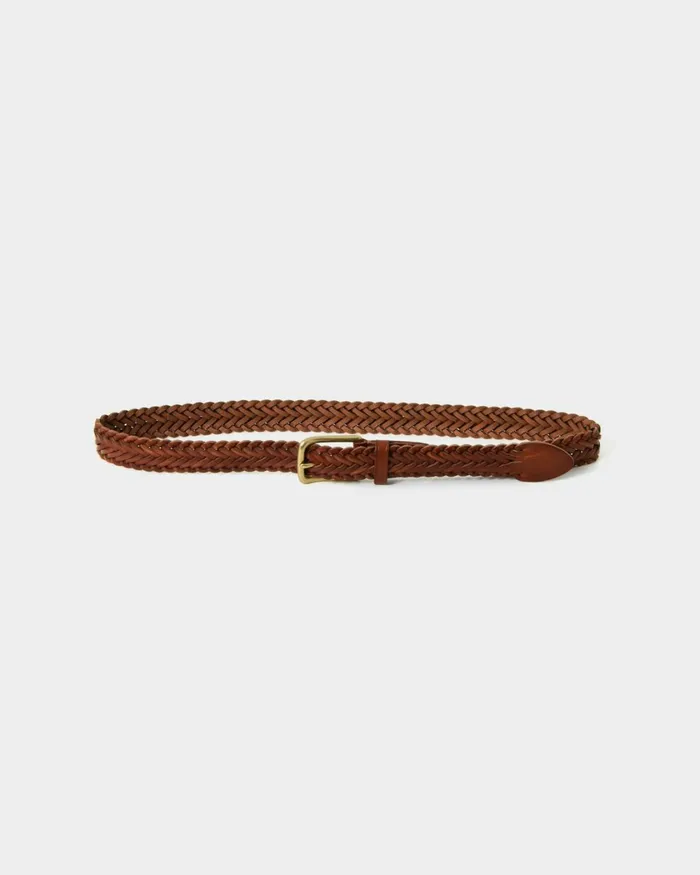 Forcast Alexandra Woven Leather Belt Choco Browntanblack Women Belts