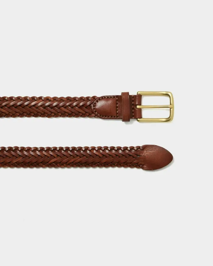 Forcast Alexandra Woven Leather Belt Choco Browntanblack Women Belts