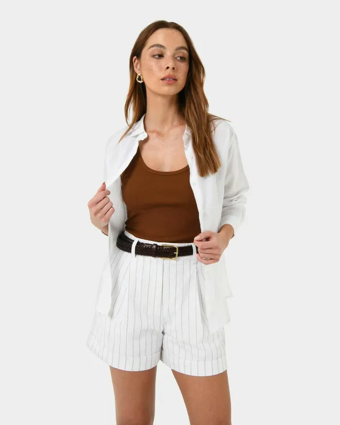 Forcast Alexandra Woven Leather Belt Choco Browntanblack Women Belts