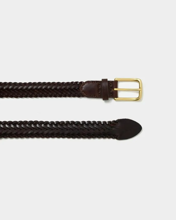 Forcast Alexandra Woven Leather Belt Choco Browntanblack Women Belts