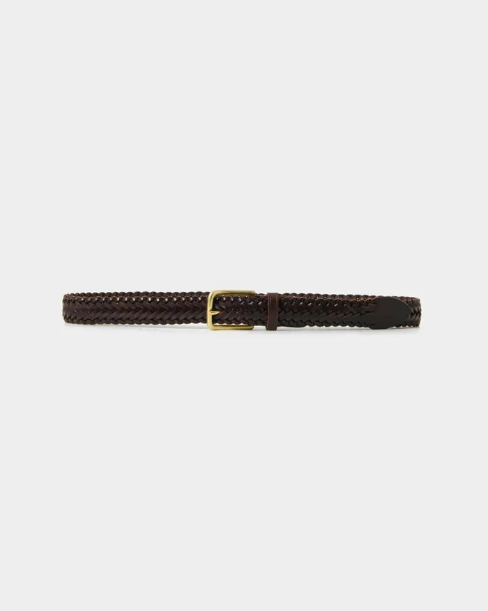 Forcast Alexandra Woven Leather Belt Choco Browntanblack Women Belts