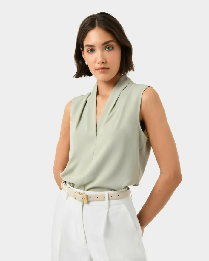 Forcast Alivia 2 Vneck Top Ivorymintnavywhite Sandblack Women TShirts and Tops