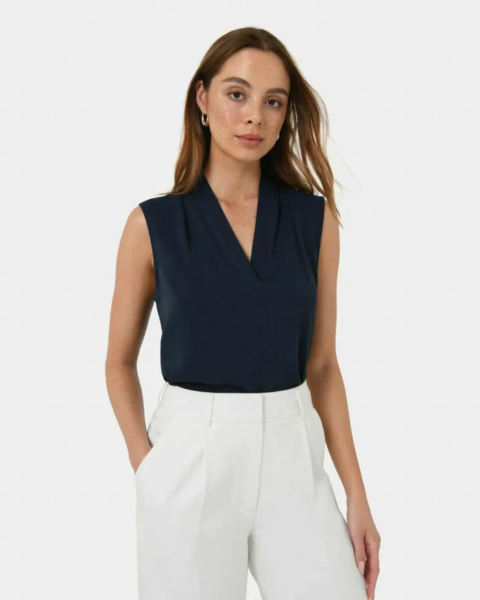 Forcast Alivia 2 Vneck Top Ivorymintnavywhite Sandblack Women TShirts and Tops