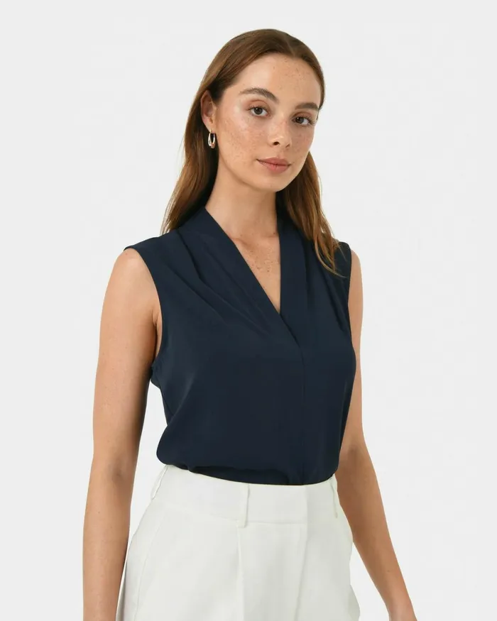 Forcast Alivia 2 Vneck Top Ivorymintnavywhite Sandblack Women TShirts and Tops
