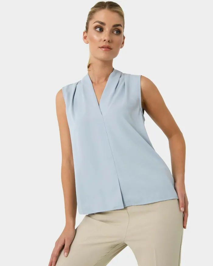 Forcast Alivia 2 Vneck Top Sky Blue Women TShirts and Tops