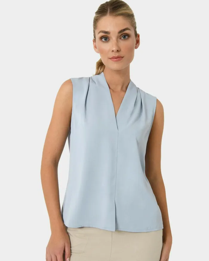 Forcast Alivia 2 Vneck Top Sky Blue Women TShirts and Tops