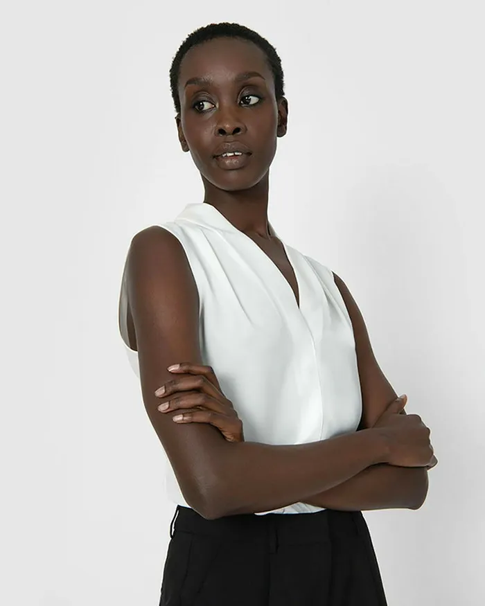 Forcast Alivia VNeck Top Ivory Women TShirts and Tops