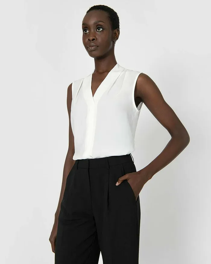 Forcast Alivia VNeck Top Ivory Women TShirts and Tops