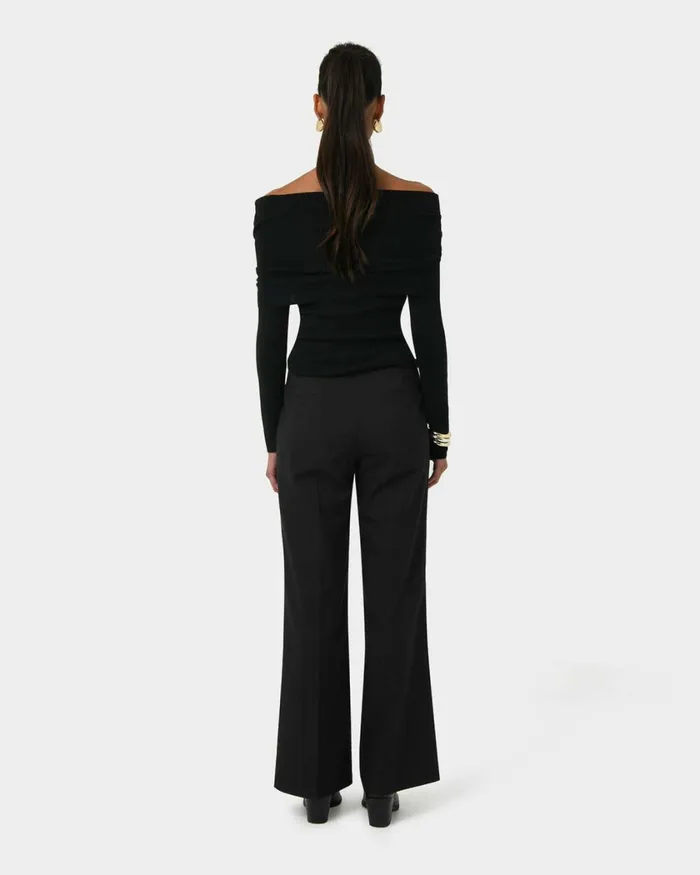 Forcast Ally Off Shoulder Knit Roseblack Women TShirts and Tops