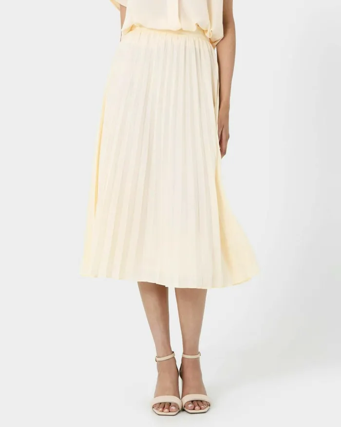 Forcast Amalfi Pleated Skirt Cream Women Midi and Maxi Skirts