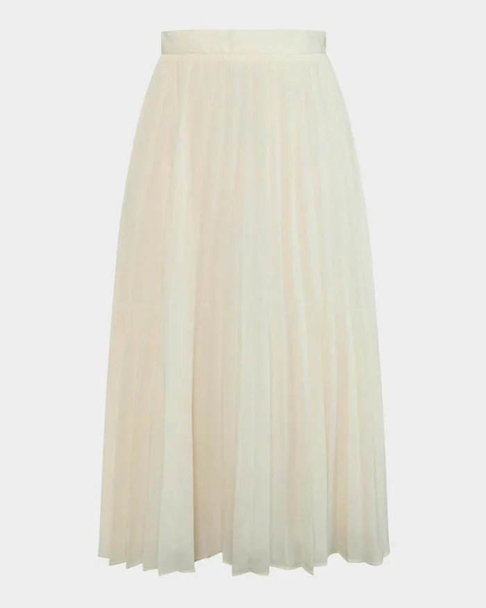 Forcast Amalfi Pleated Skirt Cream Women Midi and Maxi Skirts