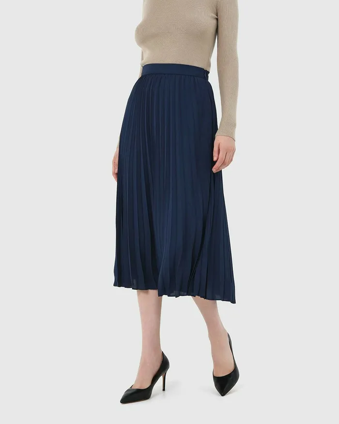 Forcast Amalfi Pleated Skirt Cream Women Midi and Maxi Skirts