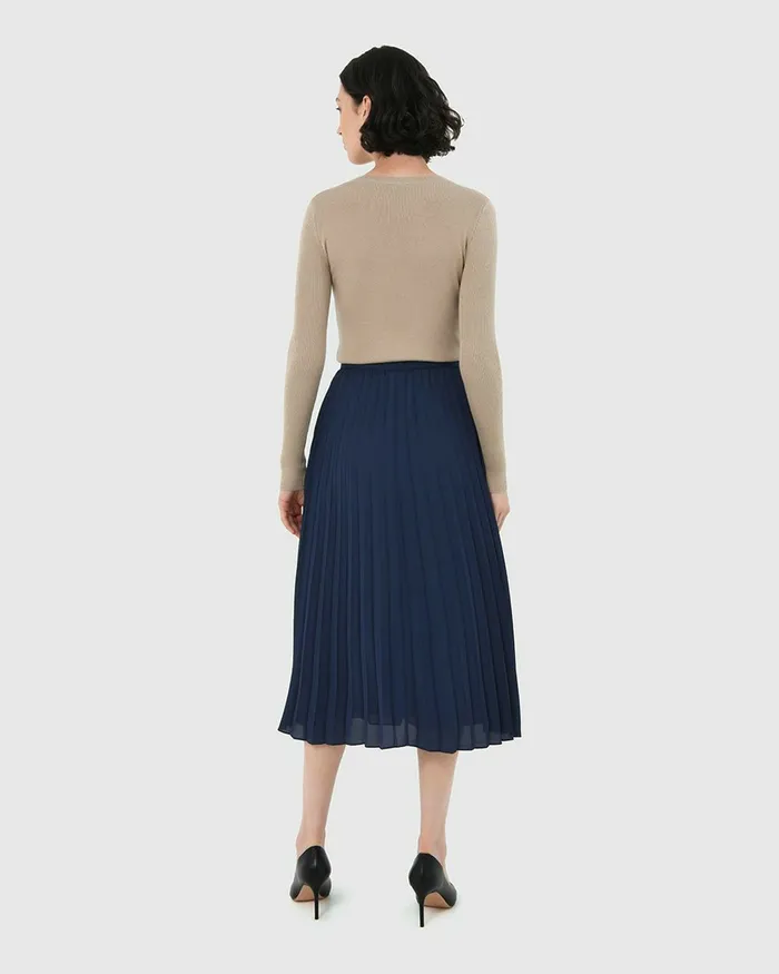 Forcast Amalfi Pleated Skirt Cream Women Midi and Maxi Skirts