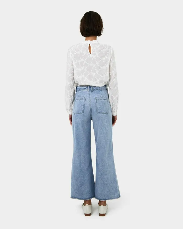 Forcast Amalie Wide Leg Jeans Blue Wash Women Cropped Pants