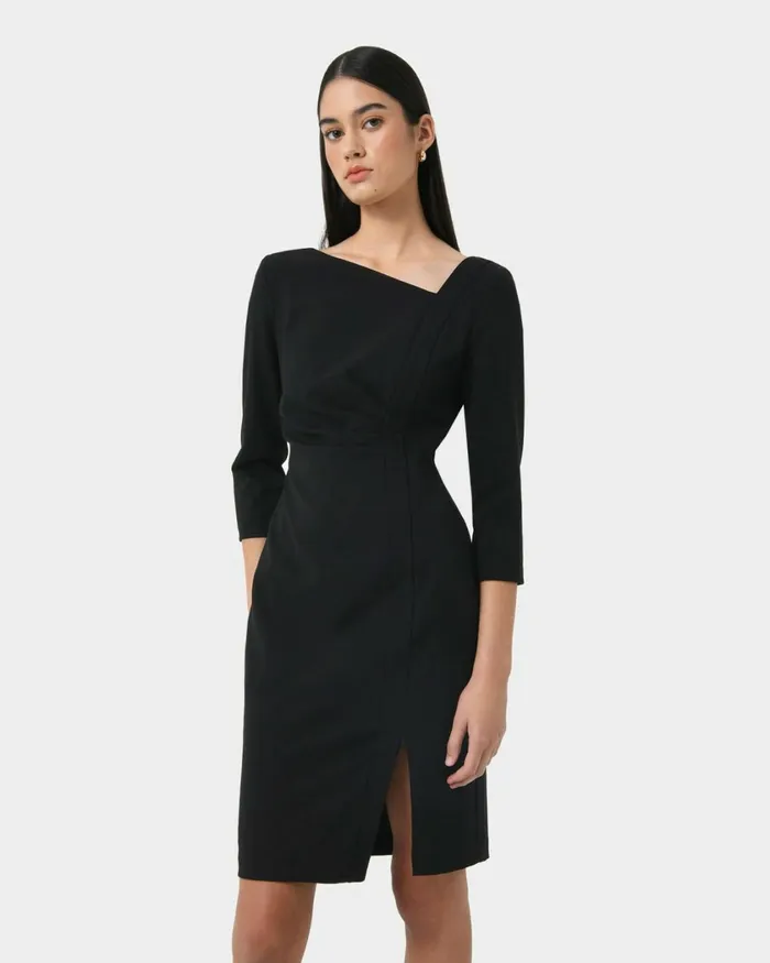 Forcast Amarie Asymmetric Dress Black Women Work Dresses